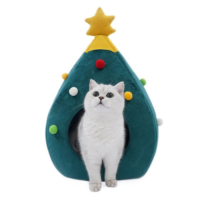 Pet Cat Dog House Kennel Puppy Cave Sleeping Bed Christmas tree shape Winter Warm Bed For Cats Dog cama para cachorro